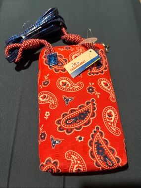 Red Paisley Crossbody Phone Pouch